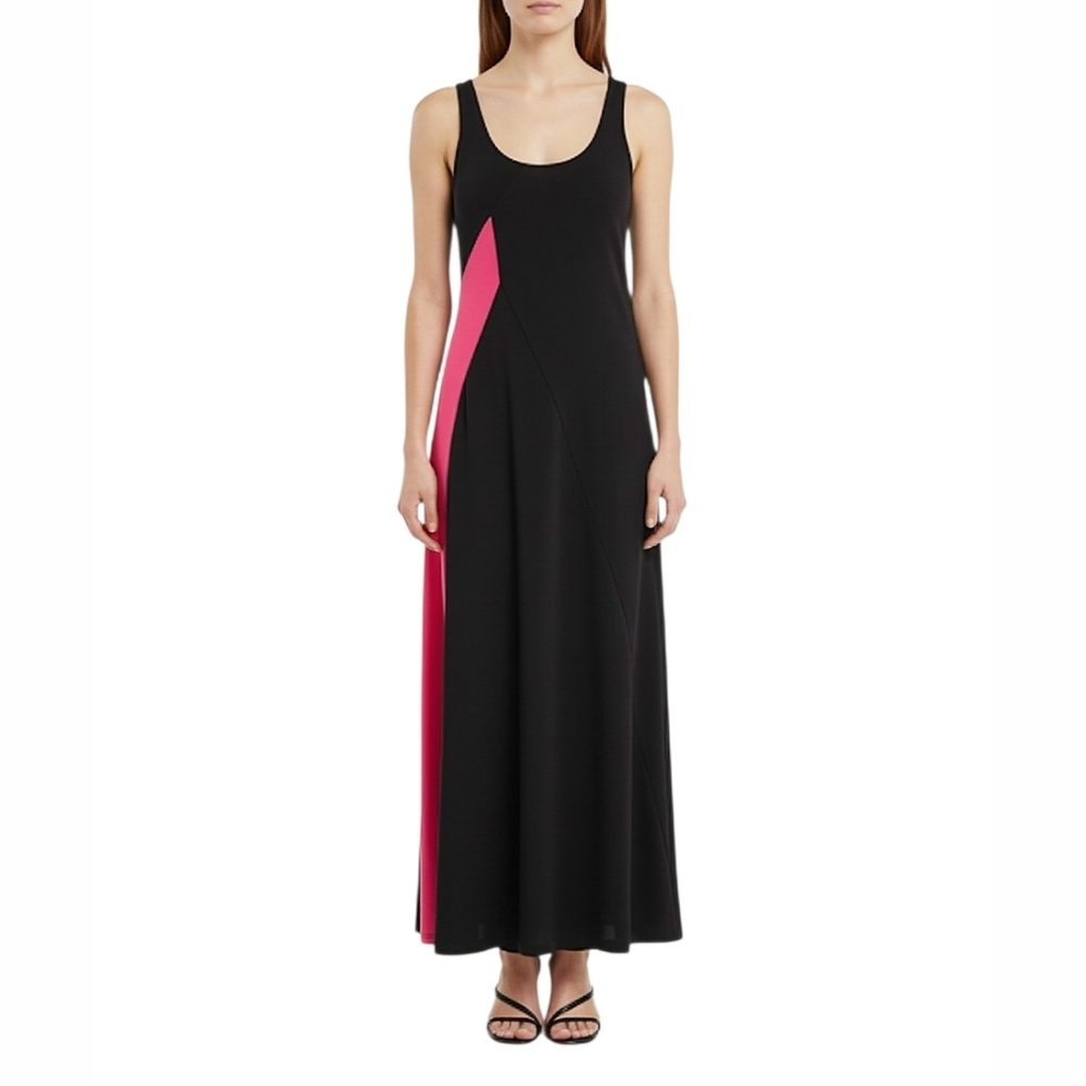 Ralph Lauren Black‎ Pink Knit Color Block Sleeveless Cover Up Long Maxi Dress